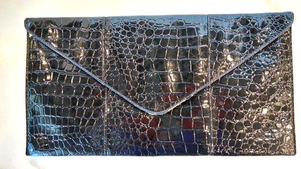 Rachel Zoe Black Patent Leather Clutch 15”‎ x 8”
